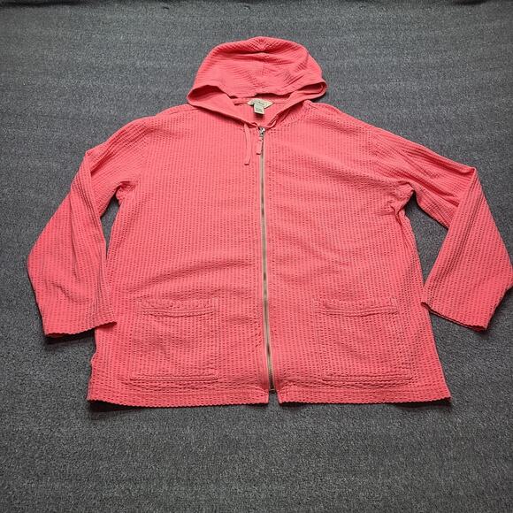 LL Bean Hoodie Womens Extra Large Pink Full Zip Hooded Lightweight Cotton Knit - Picture 1 of 8